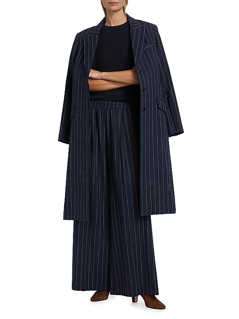 Eva Pinstriped Stretch-Wool Pants