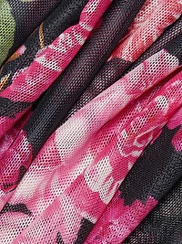 Tyla Floral-Mesh Turtleneck Top