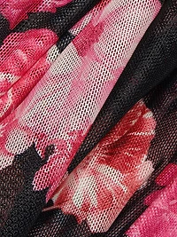 Gigi Floral-Mesh Scoopneck Bodysuit