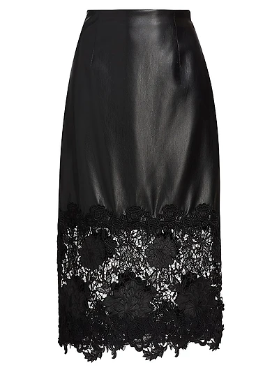 Chantira Faux-Leather Midi-Skirt