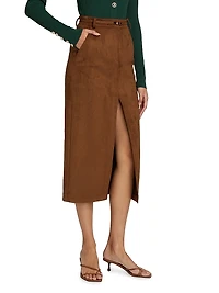 Medina Belted Faux-Suede Skirt