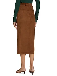 Medina Belted Faux-Suede Skirt