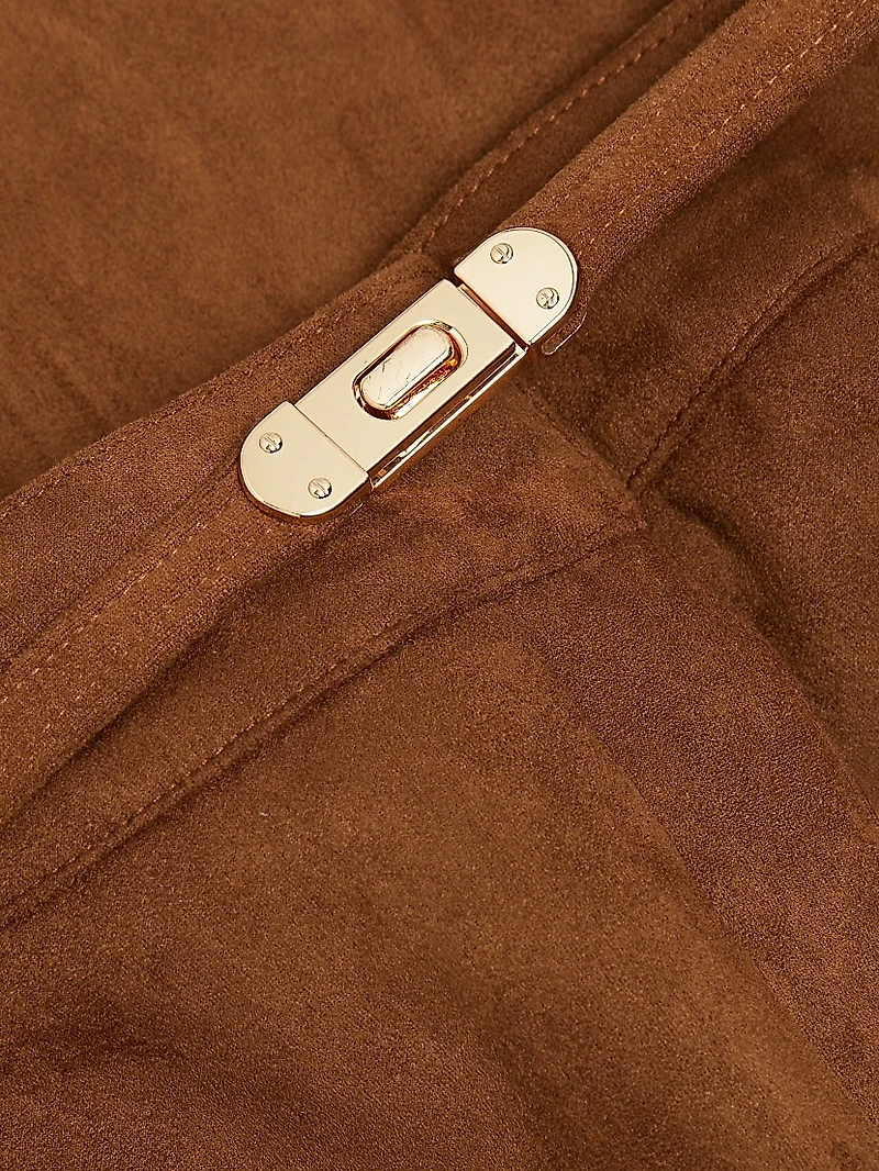 Medina Belted Faux-Suede Skirt