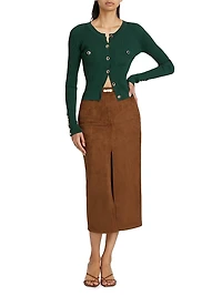 Medina Belted Faux-Suede Skirt