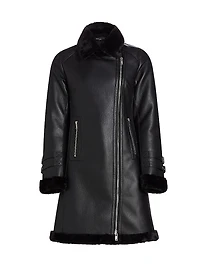 Carla Faux Leather & Fur Coat