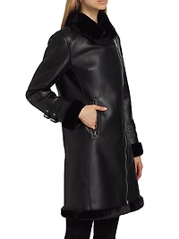 Carla Faux Leather & Fur Coat