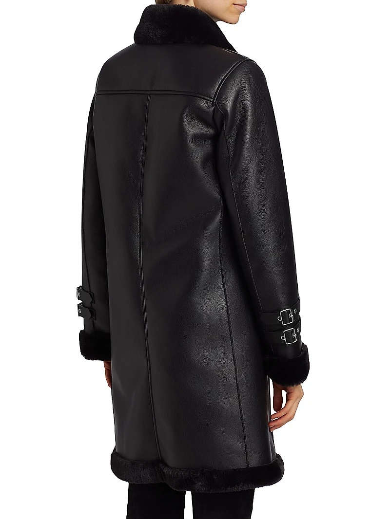 Carla Faux Leather & Fur Coat