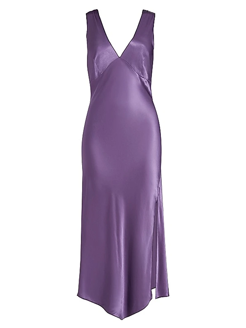 Monique Satin Asymmetric Midi-Dress