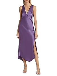 Monique Satin Asymmetric Midi-Dress