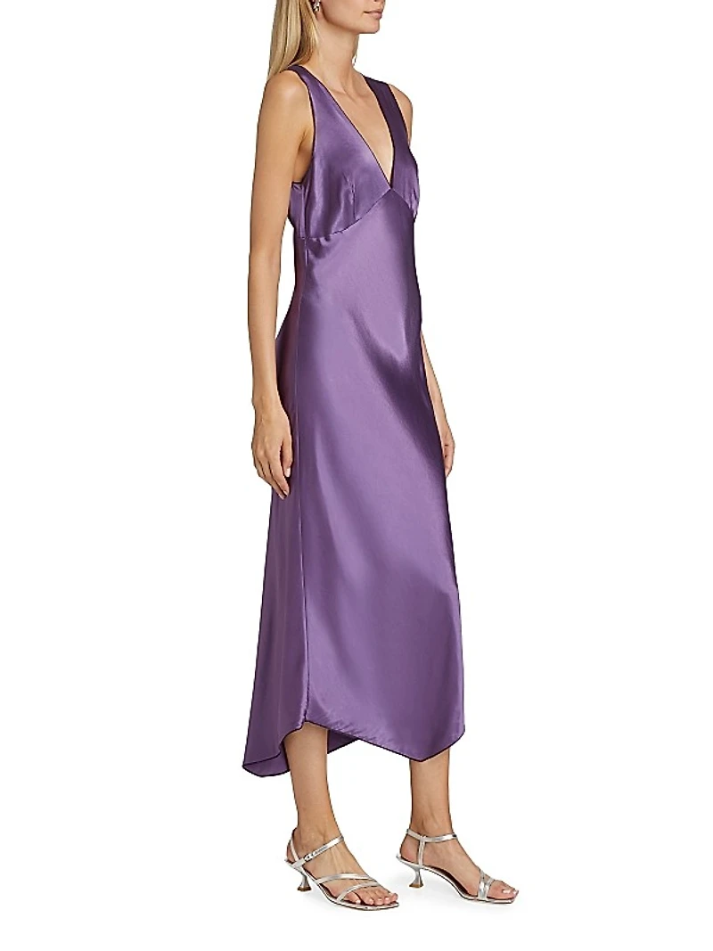 Monique Satin Asymmetric Midi-Dress