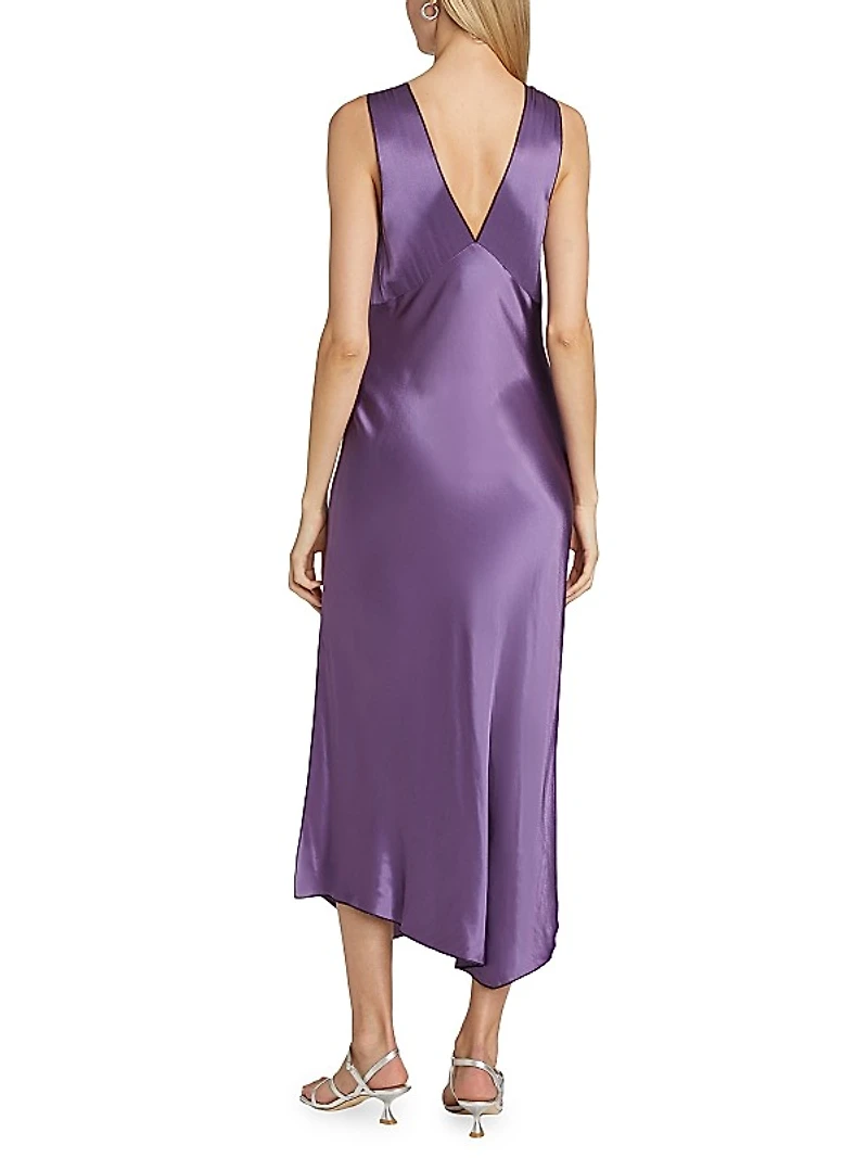 Monique Satin Asymmetric Midi-Dress