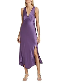 Monique Satin Asymmetric Midi-Dress