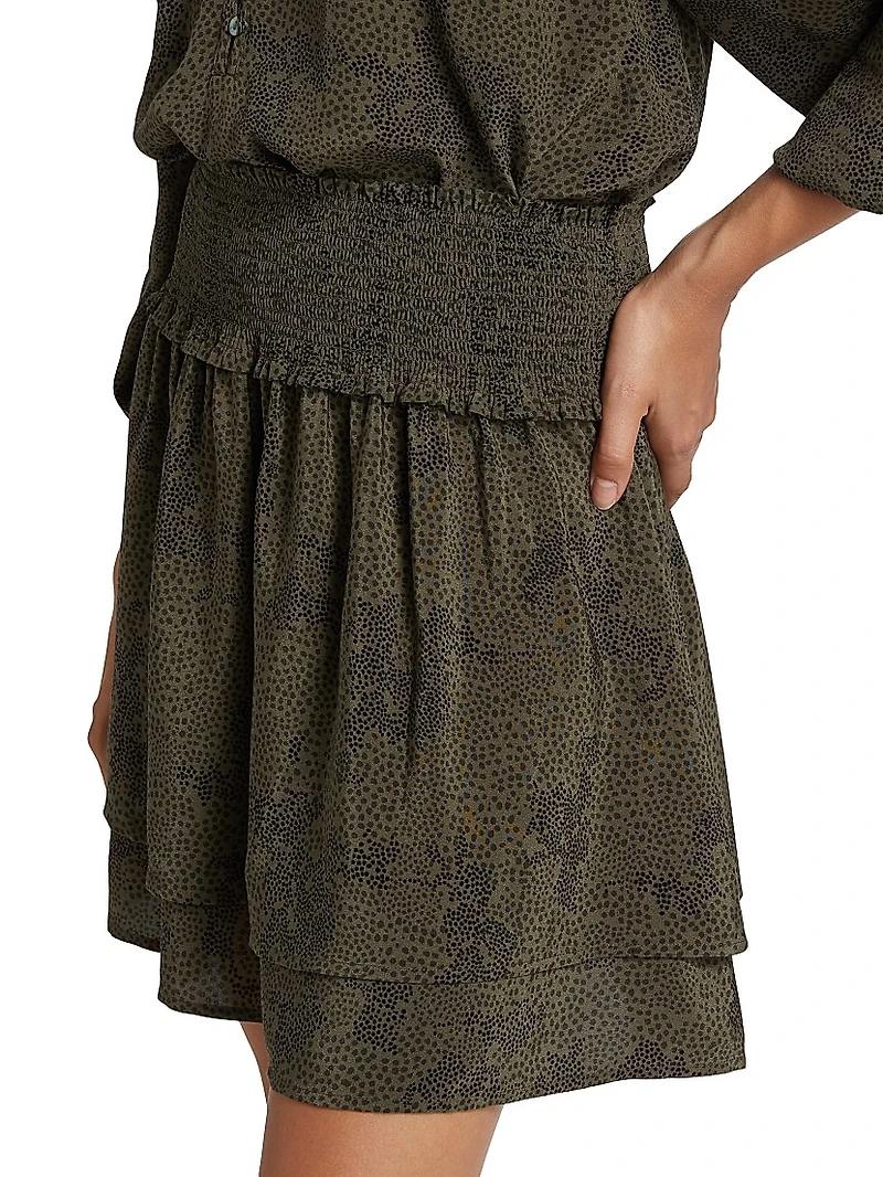 Addison Printed Smocked Miniskirt