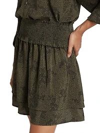 Addison Printed Smocked Miniskirt