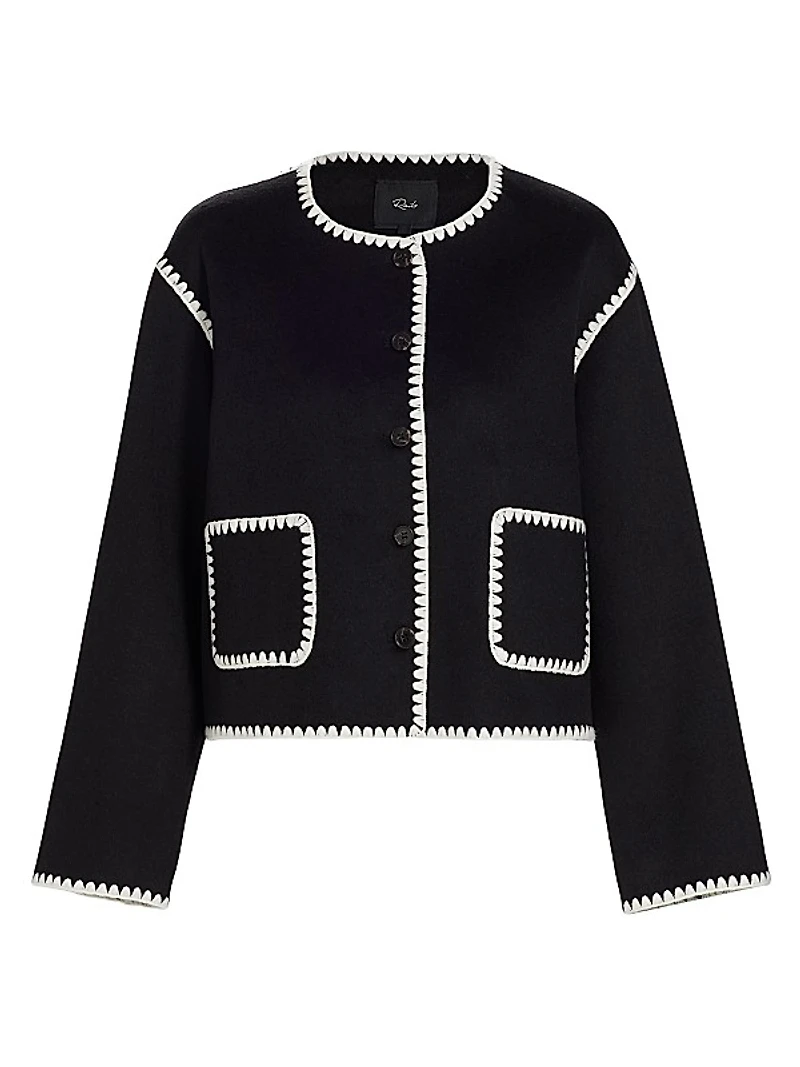 Melanie Contast-Trim Wool-Blend Sweater