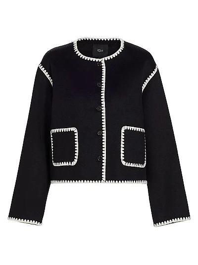 Melanie Contast-Trim Wool-Blend Sweater