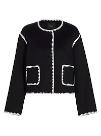 Melanie Contast-Trim Wool-Blend Sweater