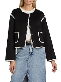 Melanie Contast-Trim Wool-Blend Sweater