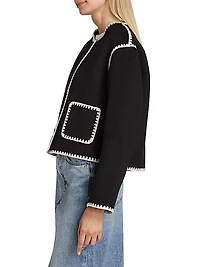 Melanie Contast-Trim Wool-Blend Sweater