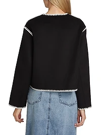 Melanie Contast-Trim Wool-Blend Sweater