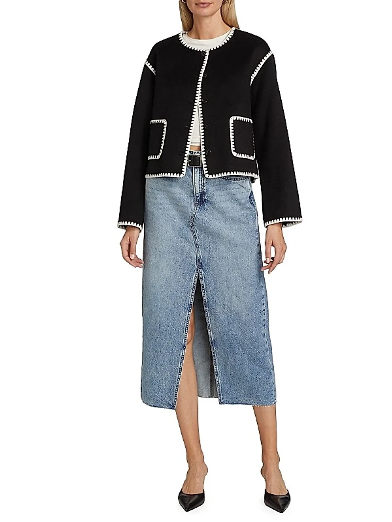 Melanie Contast-Trim Wool-Blend Sweater