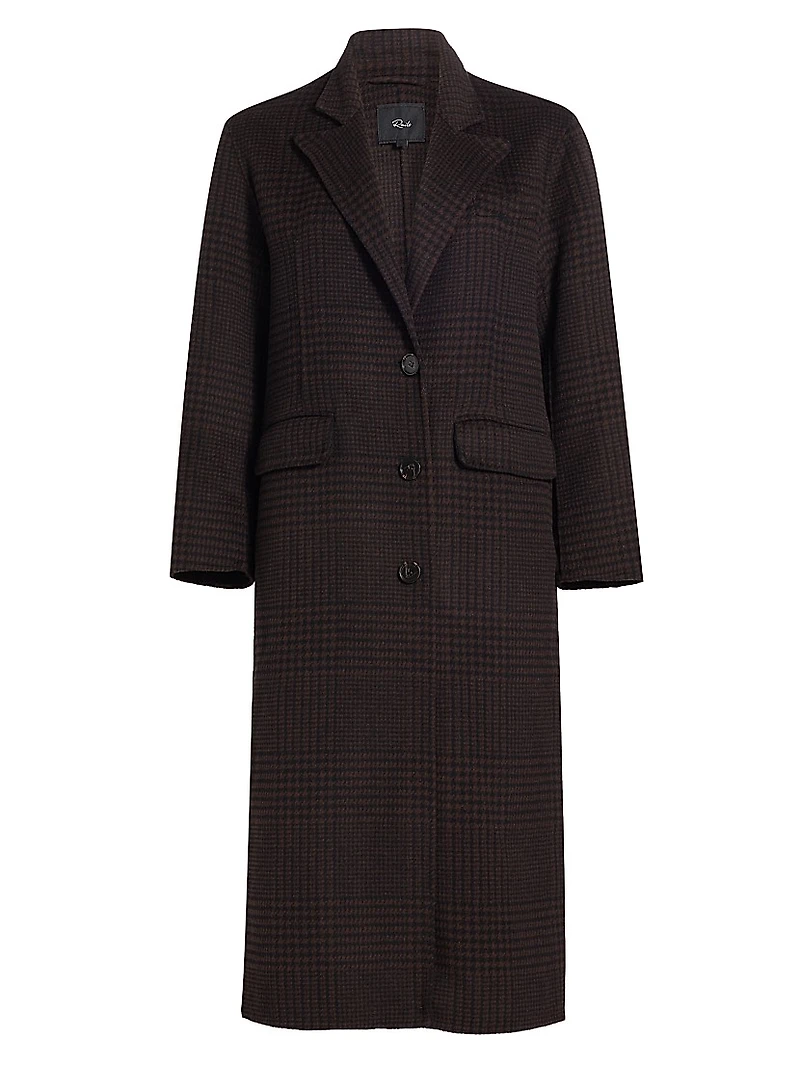 Gallery Plaid Wool-Blend Coat