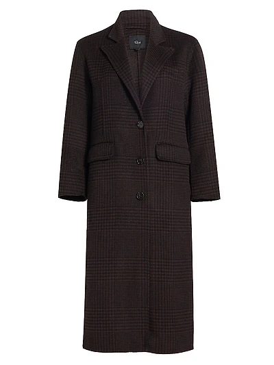 Gallery Plaid Wool-Blend Coat