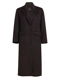 Gallery Plaid Wool-Blend Coat