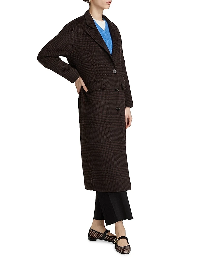 Gallery Plaid Wool-Blend Coat