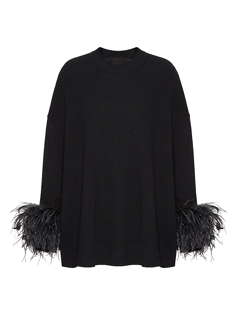 Wool Sweater with Feathers