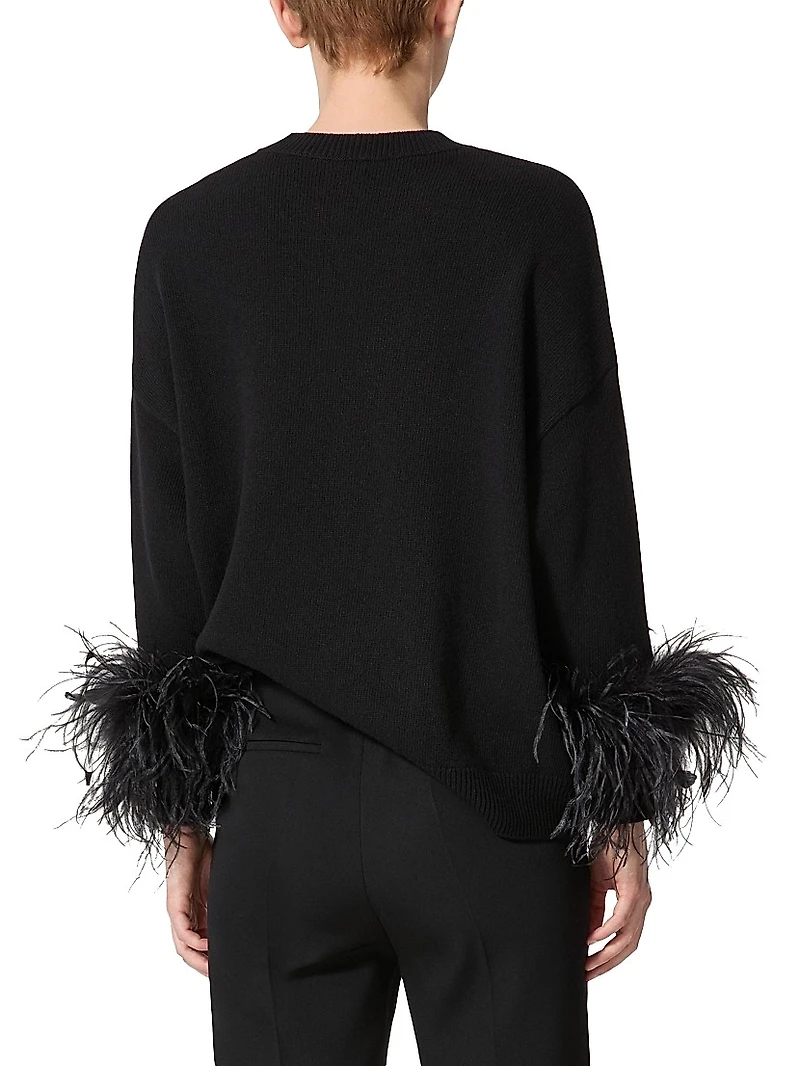 Wool Sweater with Feathers