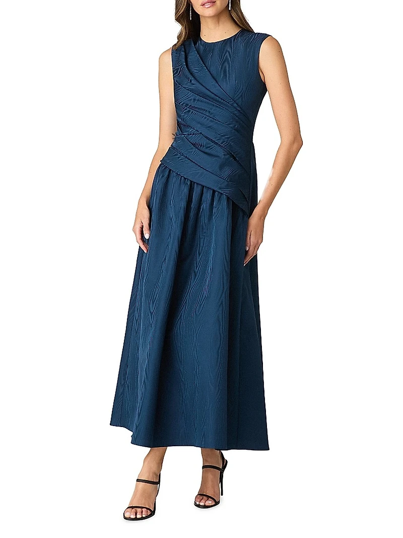 Gabriele Moire Draped Maxi Dress