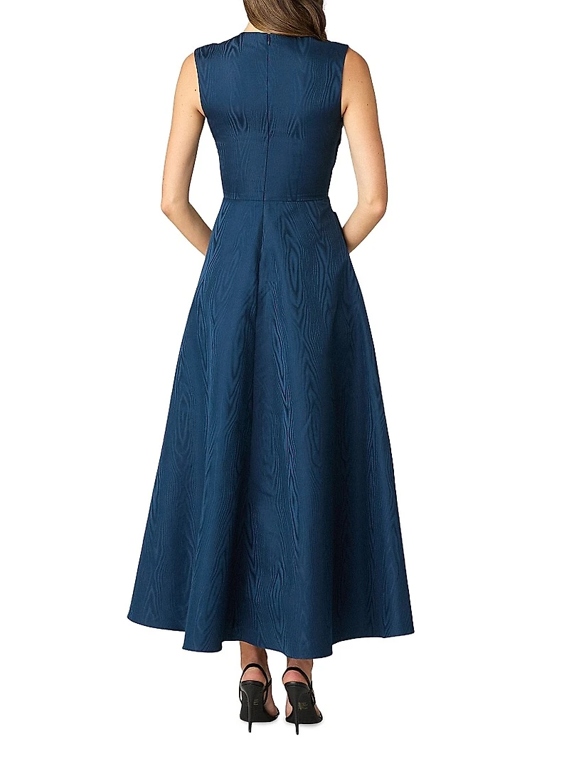 Gabriele Moire Draped Maxi Dress