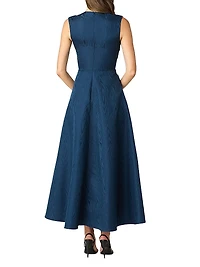 Gabriele Moire Draped Maxi Dress