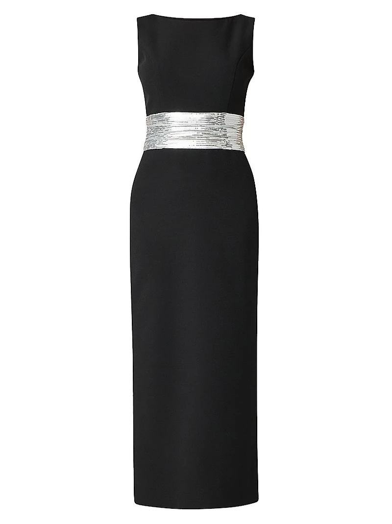 Sia Sequined-Waist Column Dress