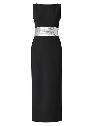 Sia Sequined-Waist Column Dress