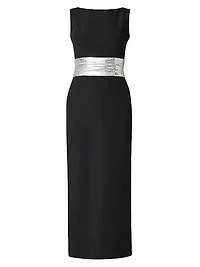 Sia Sequined-Waist Column Dress