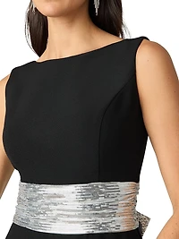 Sia Sequined-Waist Column Dress