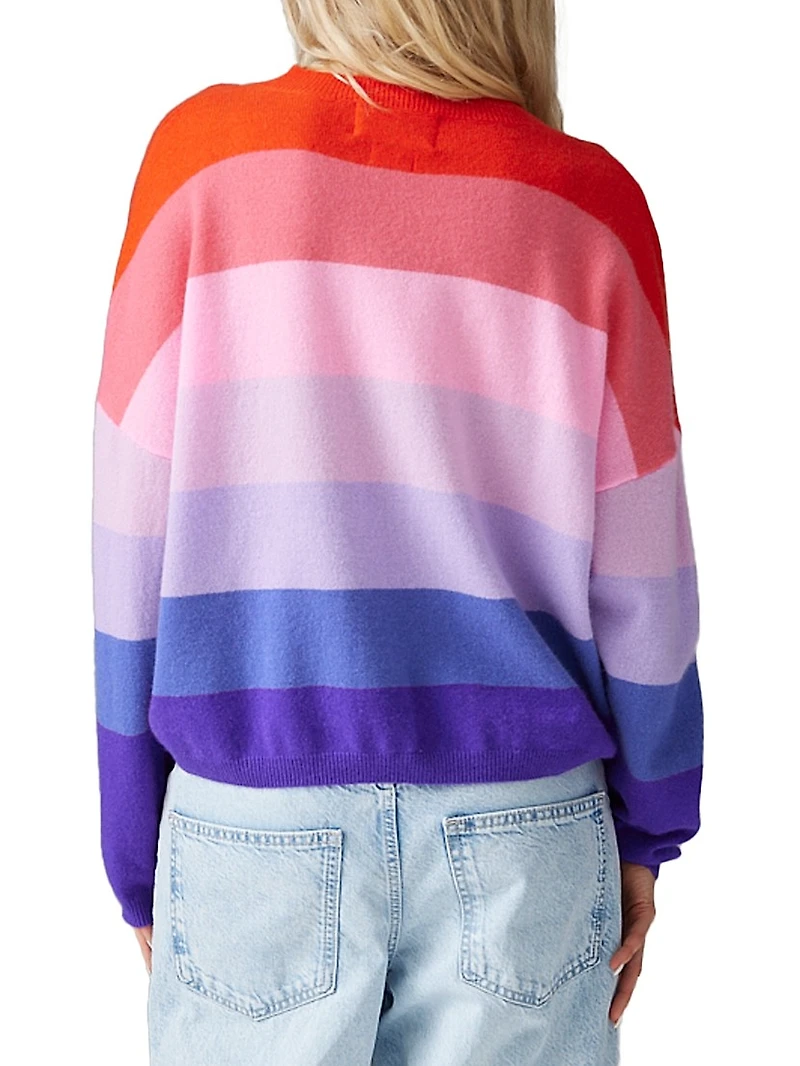 Striped V-Neck Cashmere Sweater