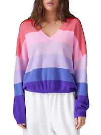 Striped V-Neck Cashmere Sweater