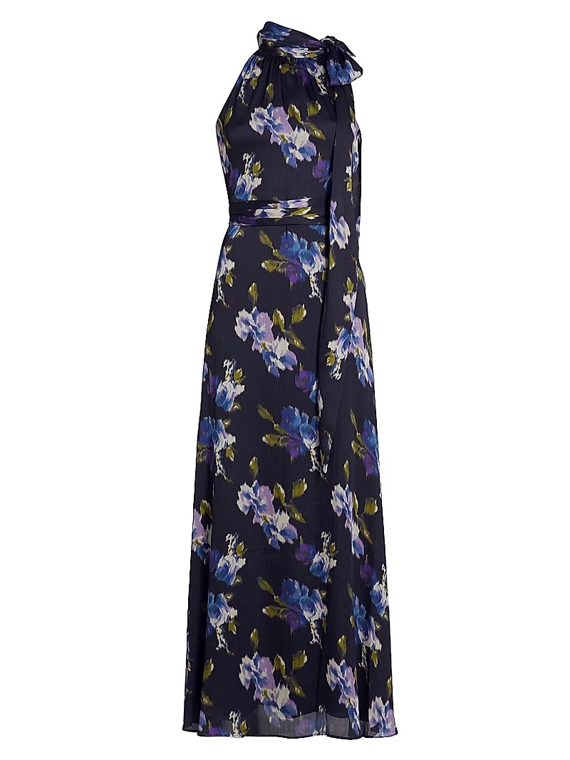 Kayla Floral Tie-Neck Gown