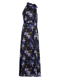 Kayla Floral Tie-Neck Gown