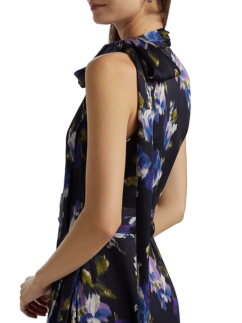 Kayla Floral Tie-Neck Gown
