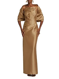 Pryce Embellished Mikado Column Gown