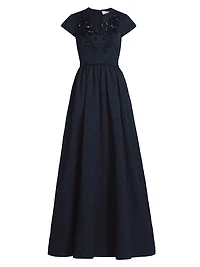 Estelle Embellished Jacquard Fit & Flare Gown