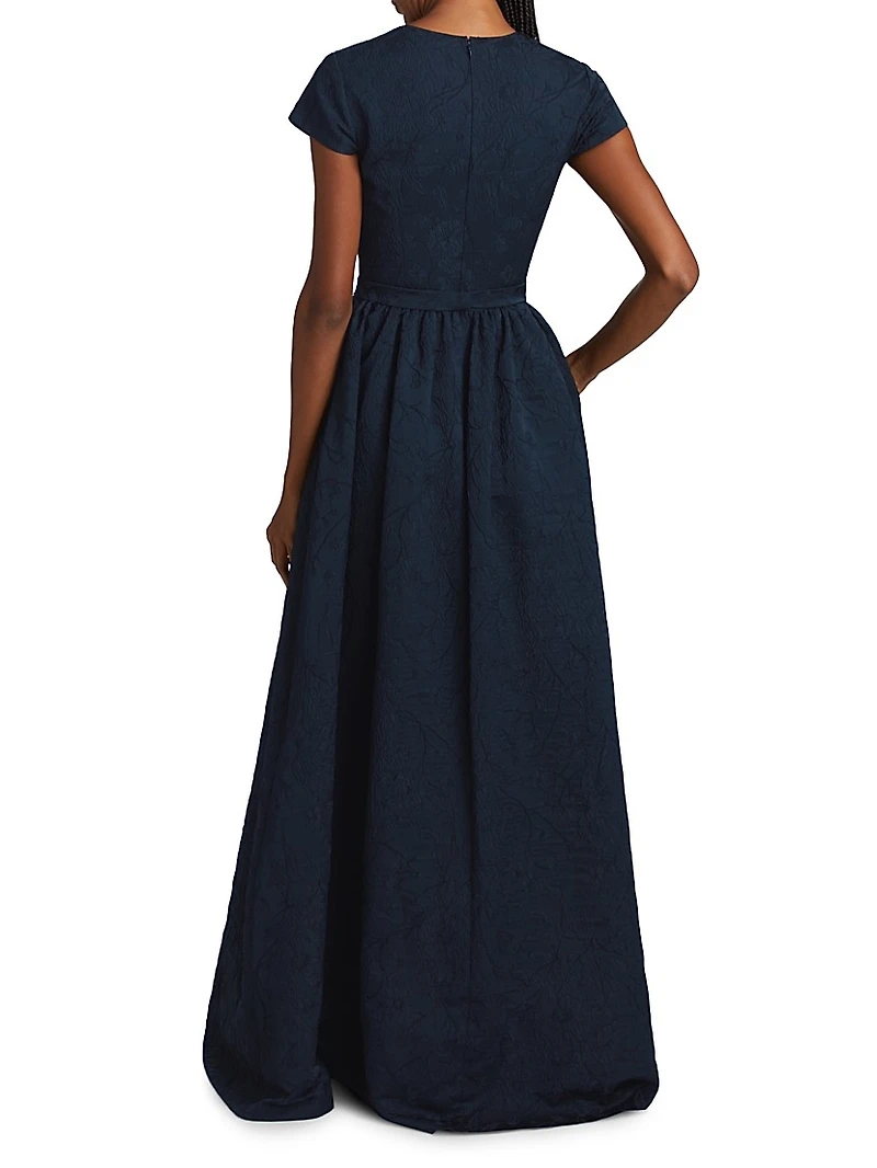 Estelle Embellished Jacquard Fit & Flare Gown