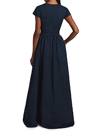 Estelle Embellished Jacquard Fit & Flare Gown