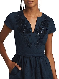 Estelle Embellished Jacquard Fit & Flare Gown