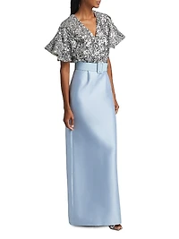 Marlene Sequin & Mikado Column-Skirt Gown