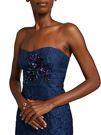 Edie Lace Strapless Gown